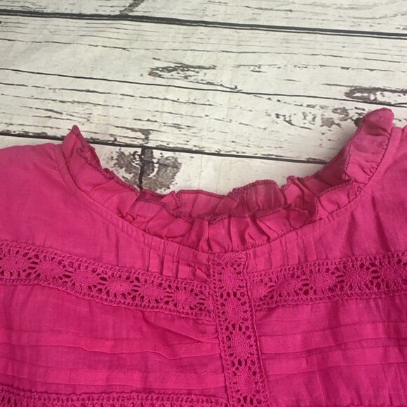 Jennifer & Grace Women 1x Pink Flutter Sleeve Blouse Embroidered High Ne… - Picture 4 of 14